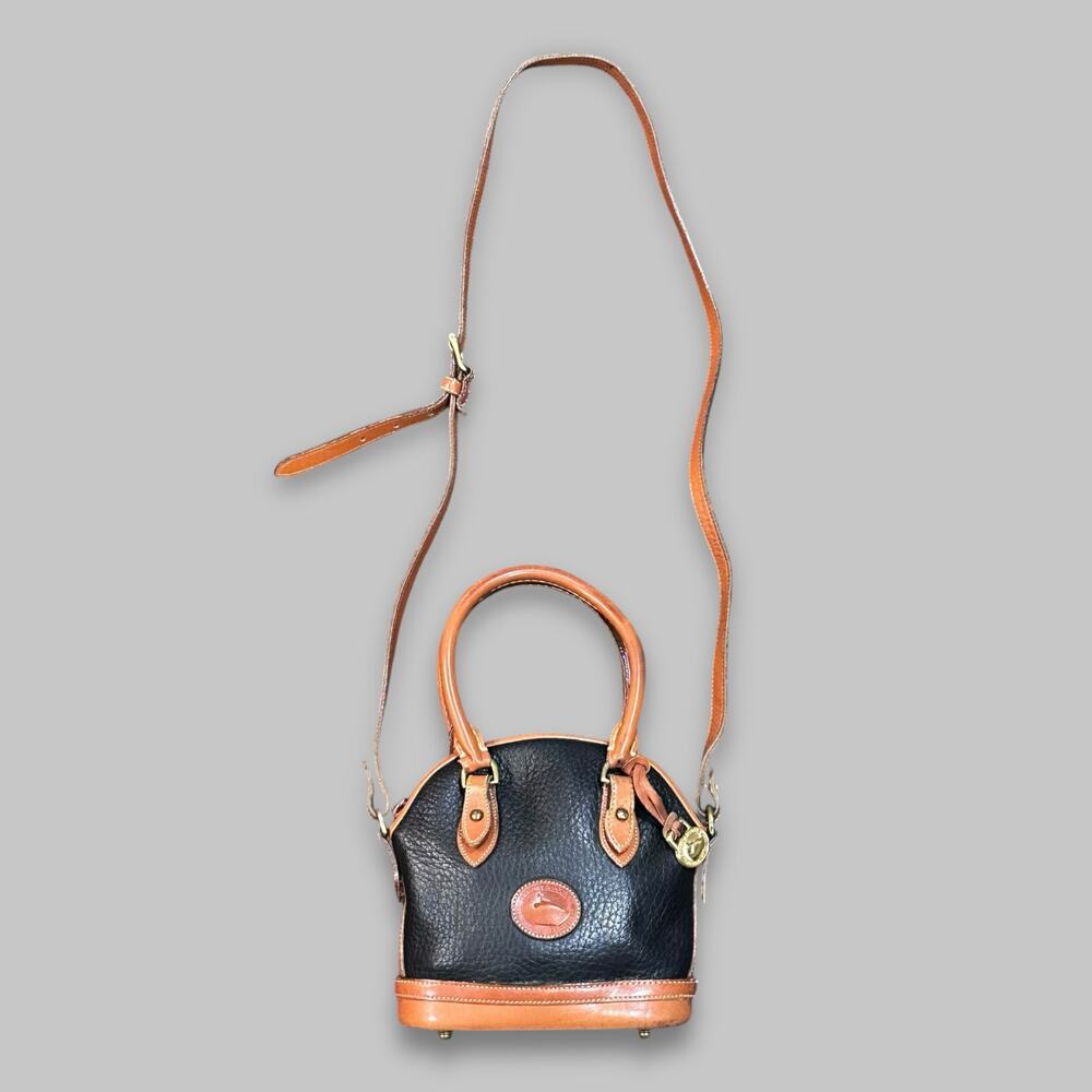 Dooney & Bourke Vintage Mini Satchel Crossbody Bag – Black & Tan Leather